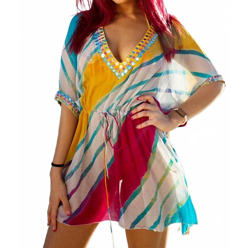 NEW MALIBUTIQUE indian princess v-neck coverups in color rays